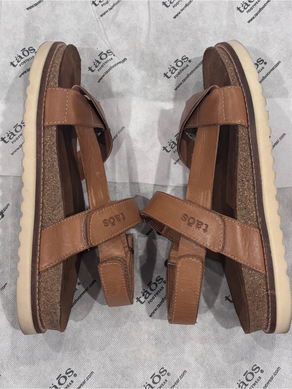 Taos Sideways Sandal Brown Leather Strappy Sandals - Picture 7 of 11